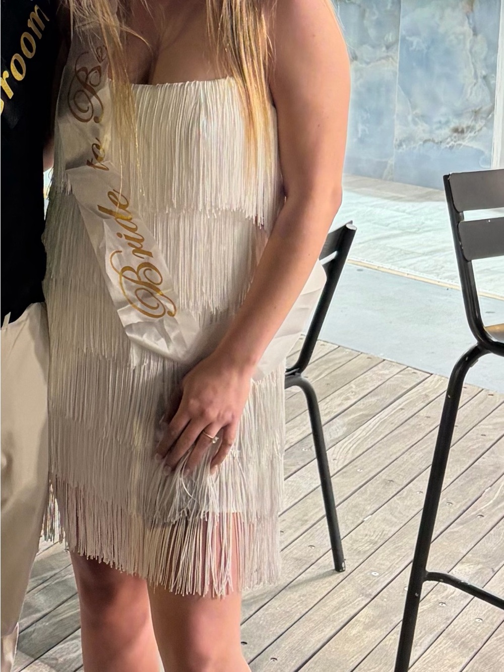 Jenny Yoo White Fringe Mini Dress Tula - Picture 2 of 2